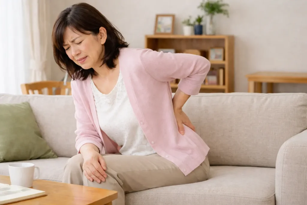 椎間板ヘルニアによる腰痛で悩む鹿児島市の女性のイメージ