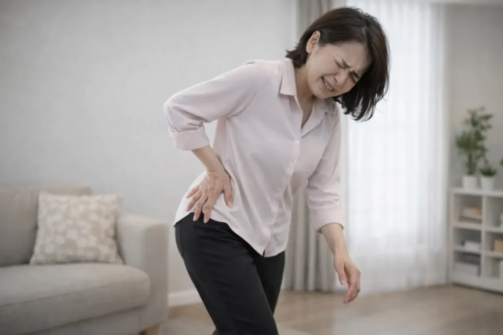 歩くと股関節が痛い足の付け根の痛みに悩む女性