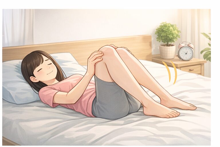 朝の腰痛を和らげるセルフケア|膝を抱えるストレッチ方法(鹿児島 整体)