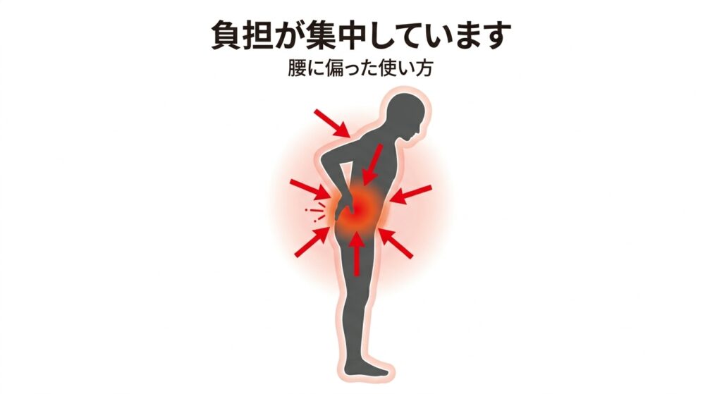 腰に負担が集中している状態｜腰痛の原因となる負担の偏り