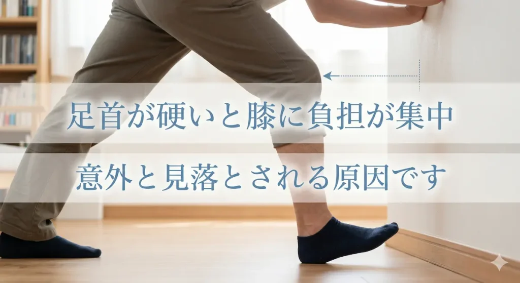 足首の可動域制限による膝負担の説明