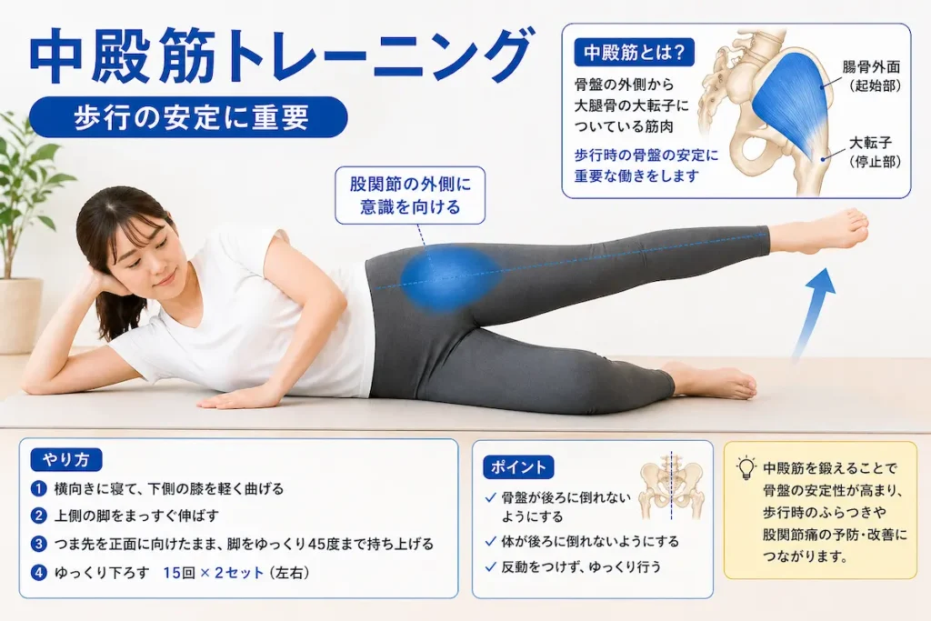 中殿筋トレーニング｜股関節安定に重要な筋肉