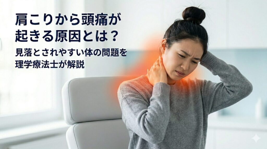 肩こりから頭痛が起きる原因を解説するアイキャッチ画像