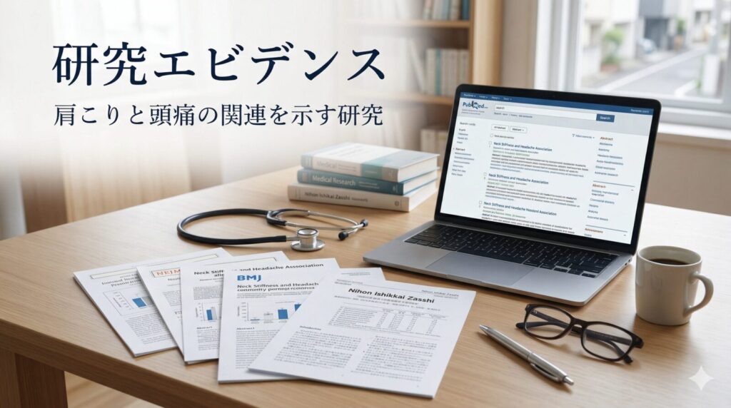 肩こりと頭痛に関する研究エビデンスのイメージ