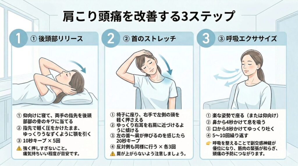 肩こり頭痛を改善する3つのセルフケア方法