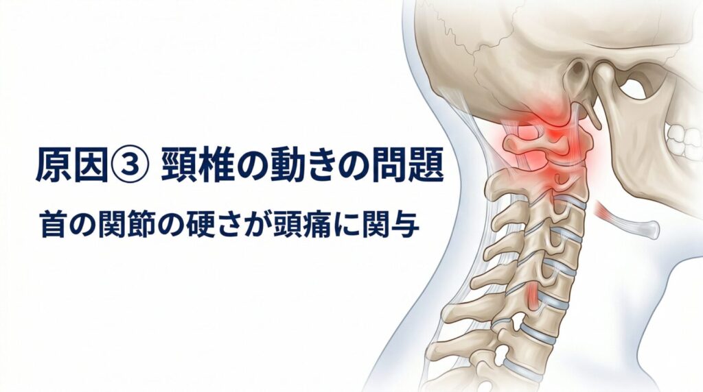 頸椎の動きの低下が肩こり頭痛に与える影響