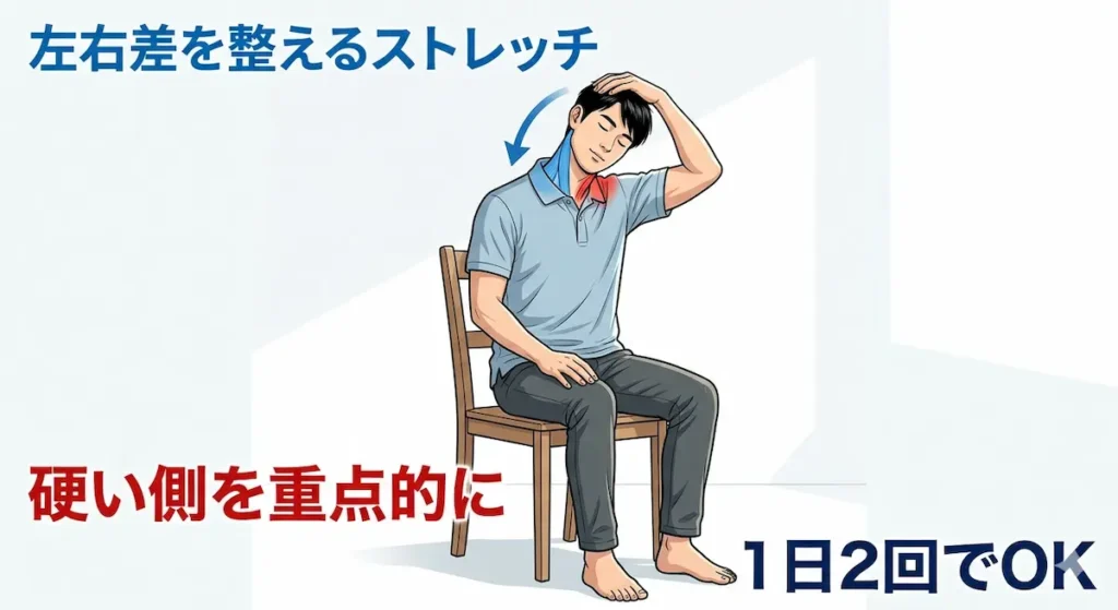 片側の首こりを改善するストレッチ方法