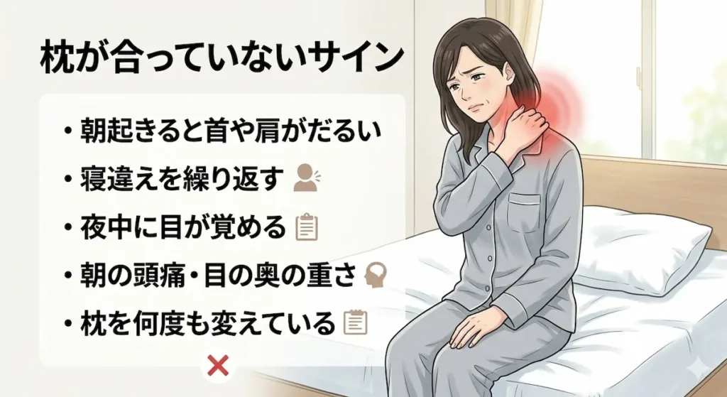 朝の首こりや寝違えを繰り返す原因｜枕が合っていないサイン