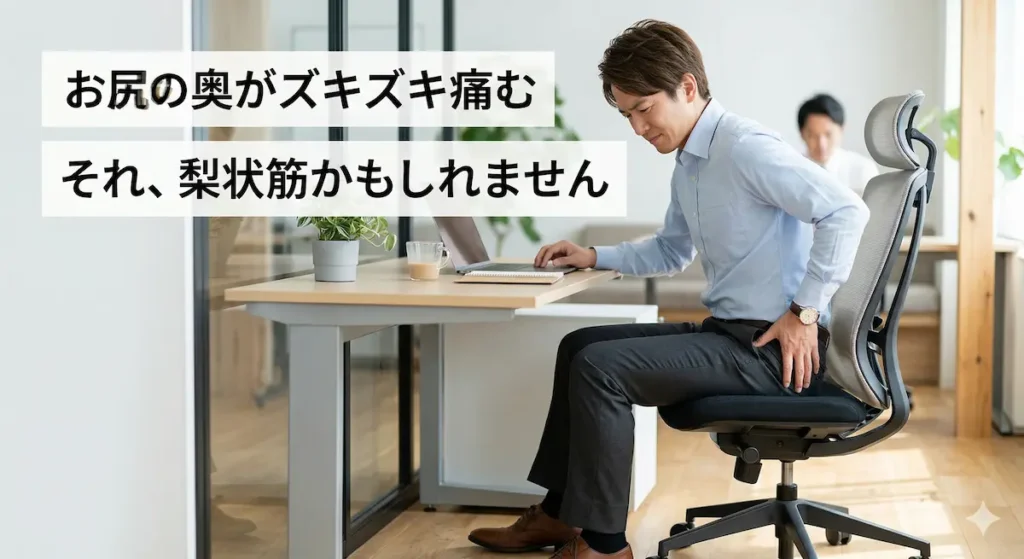 梨状筋症候群によるお尻の奥の痛みを感じる様子