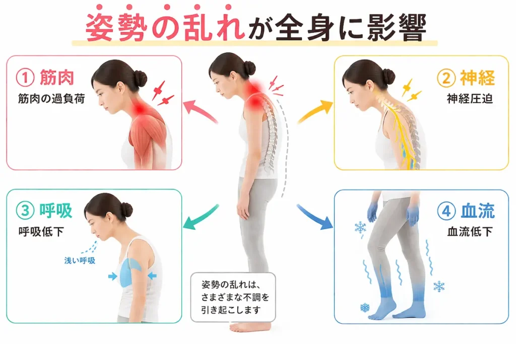 姿勢が全身不調を引き起こす4つの原因 筋肉 神経 呼吸 血流