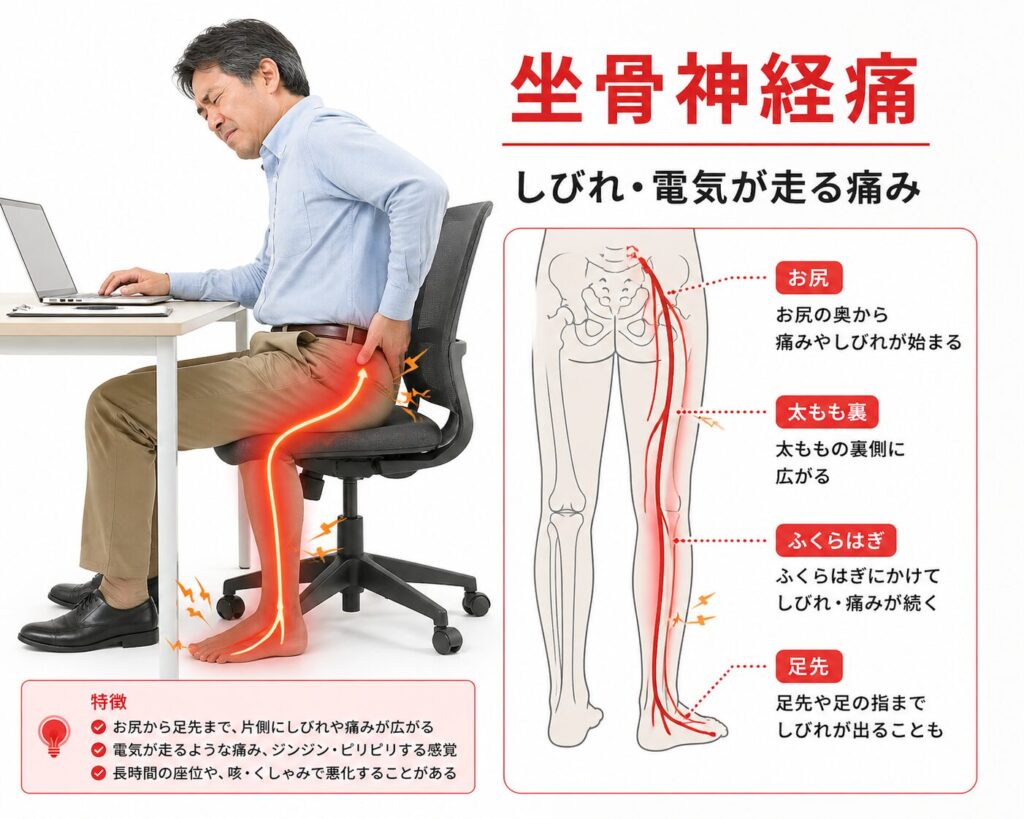 坐骨神経の走行としびれの広がり