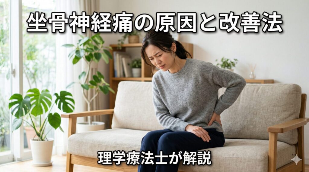 坐骨神経痛の症状(腰から足の痛み)と原因を解説するイメージ|鹿児島市の整体