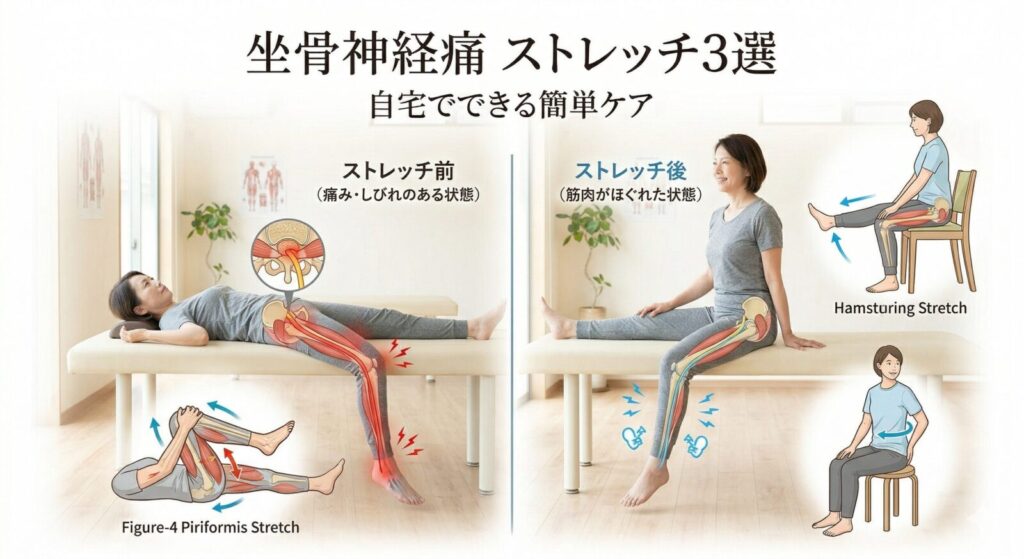 坐骨神経痛に効くストレッチ3選｜自宅でできる簡単ケアと改善方法
