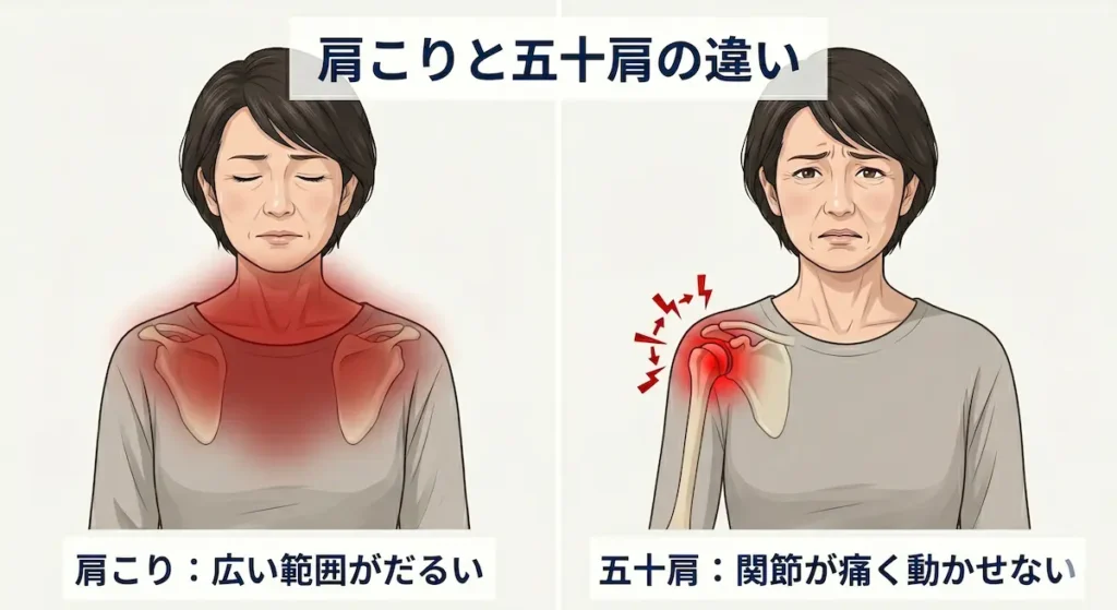 鹿児島市で五十肩と肩こりの違いに悩む50代女性｜腕が上がらない症状の見分け方