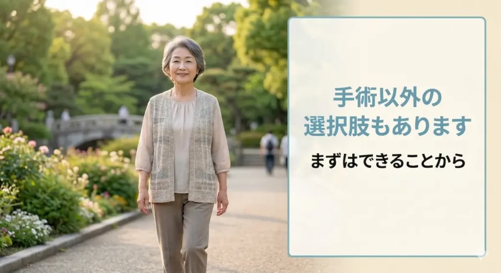 手術以外の方法で改善を目指す高齢者のイメージ