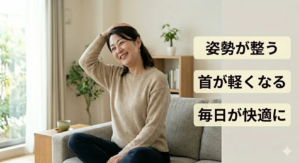 ストレートネックが改善し姿勢が整って首の負担が軽減した状態