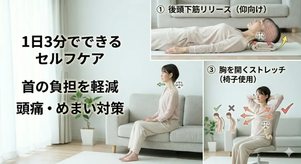 ストレートネック改善のセルフケア方法