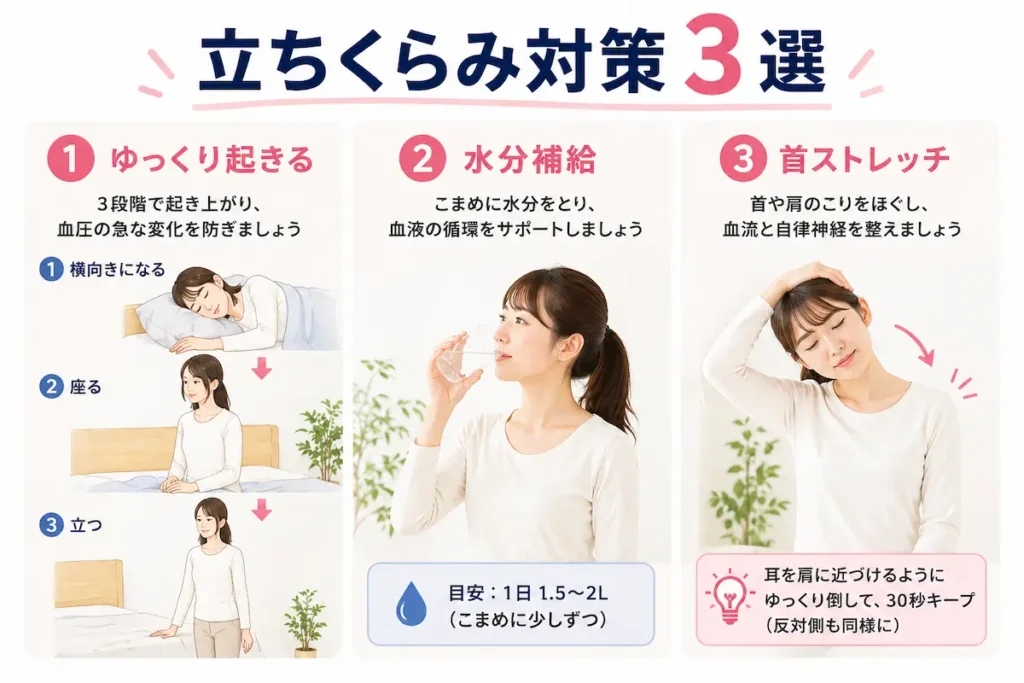 立ちくらみを改善する3つのセルフケア方法