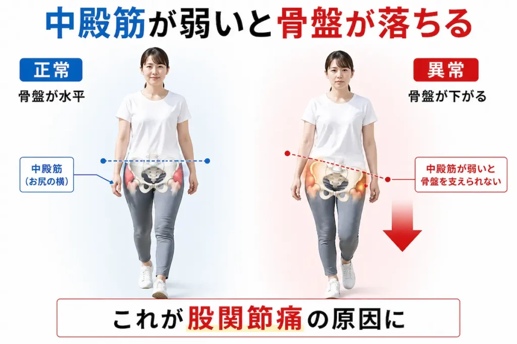 トレンデレンブルグ歩行による股関節痛の原因