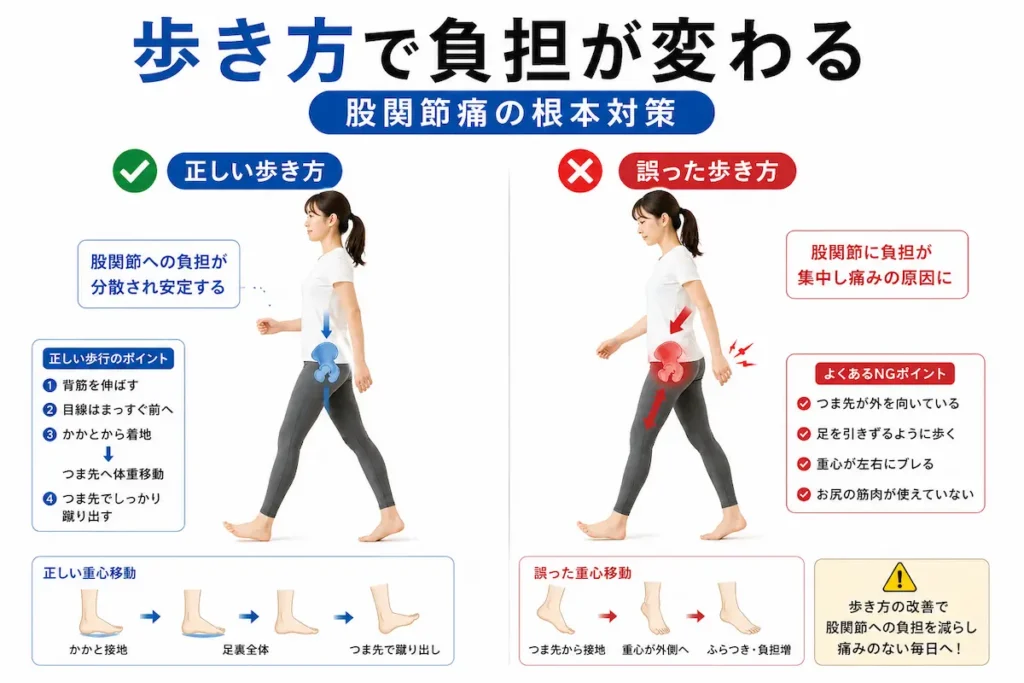 股関節痛を改善する正しい歩き方とフォーム