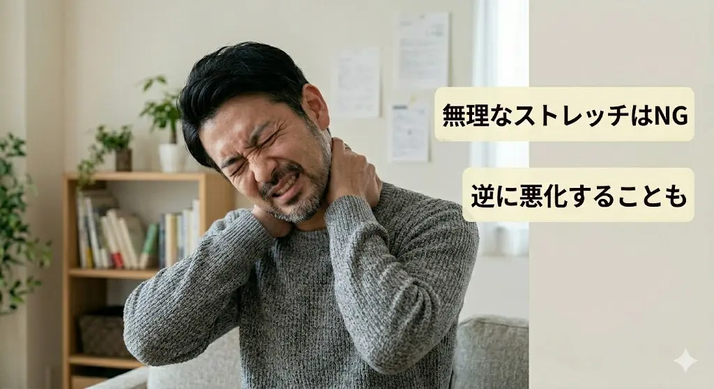 ストレートネックで無理なストレッチをして首の痛みを悪化させる誤った動作