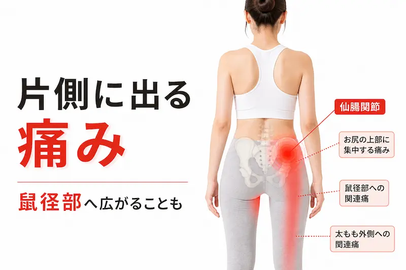 仙腸関節炎の痛み部位：片側の臀部・骨盤後面に集中する特徴