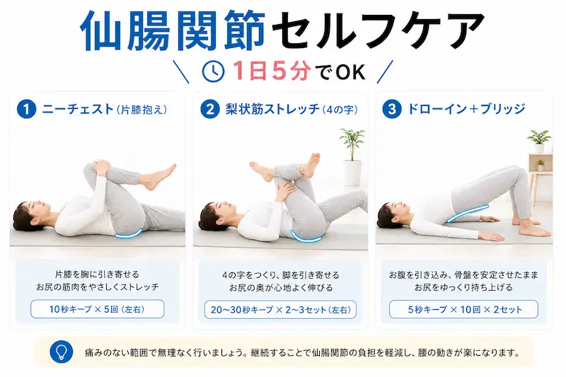 仙腸関節炎のセルフケア：自宅でできるストレッチと体幹トレーニング