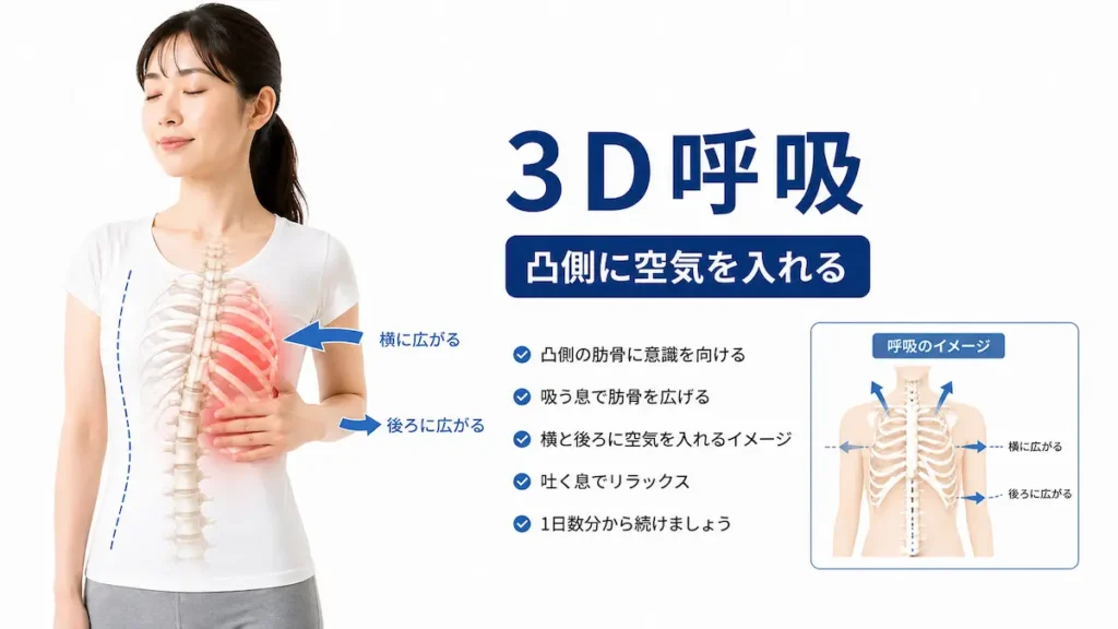 側弯症に対する3D呼吸エクササイズの方法