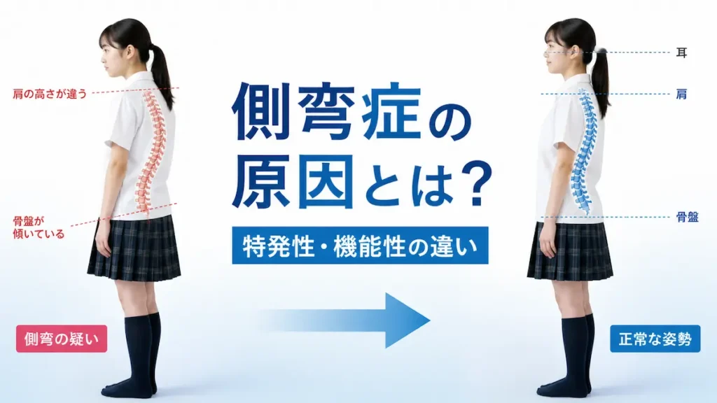 側弯症の原因と姿勢の左右差の比較