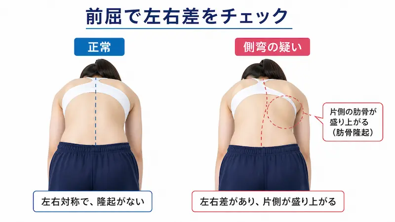 前屈テストで確認する側弯症のサイン