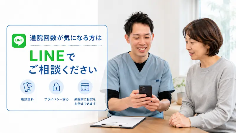 整体の通院回数についてLINE相談しているイメージ
