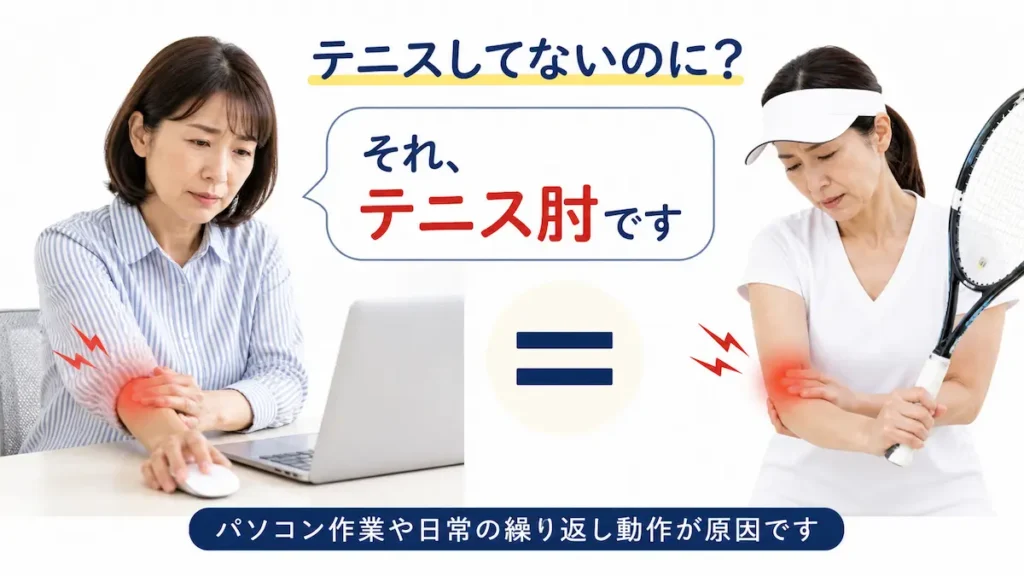テニスしていないのにテニス肘になる理由｜日常動作とテニスの比較