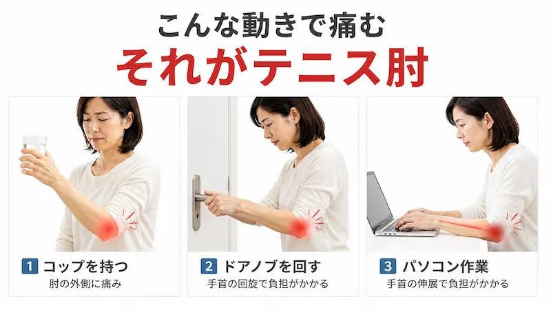     コップやドアノブで痛む外側上顆炎