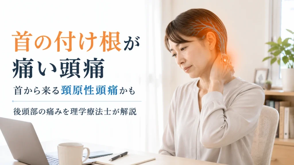 首の付け根が痛い頭痛を解説する女性のイメージ画像