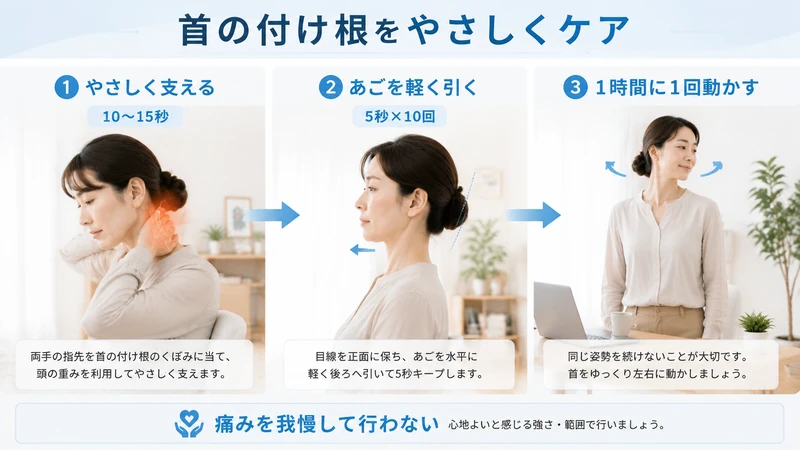 首の付け根の負担を減らすセルフケア方法