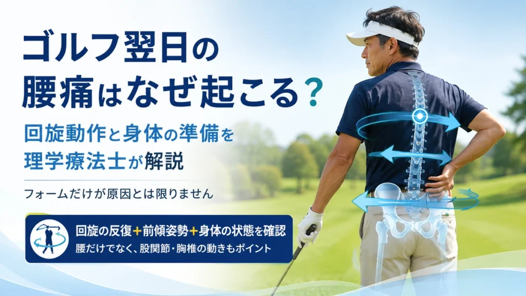 ゴルフ翌日の腰痛とスイング時の回旋動作について理学療法士が解説する画像