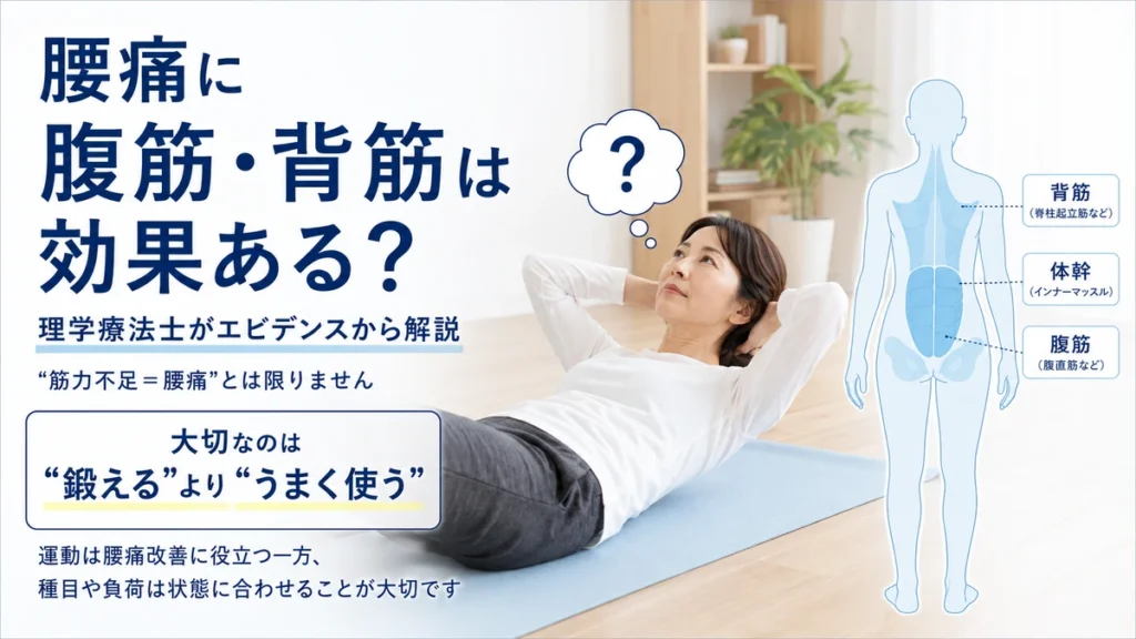 腰痛に腹筋や背筋のトレーニングが有効かを理学療法士が解説する画像