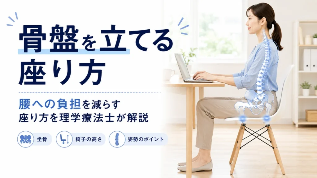 骨盤を立てる座り方と腰への負担を減らすポイントを理学療法士が解説する画像