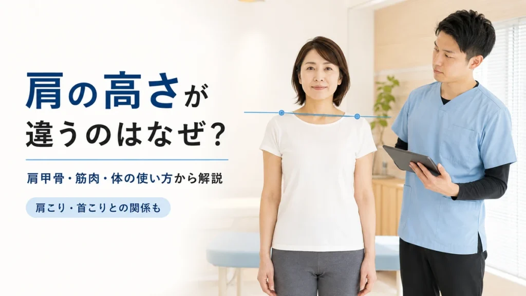 肩の高さの左右差を理学療法士が評価している様子