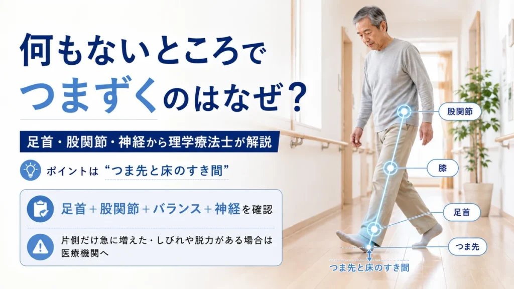 何もないところでつまずく原因を足首股関節バランス神経から理学療法士が解説する画像