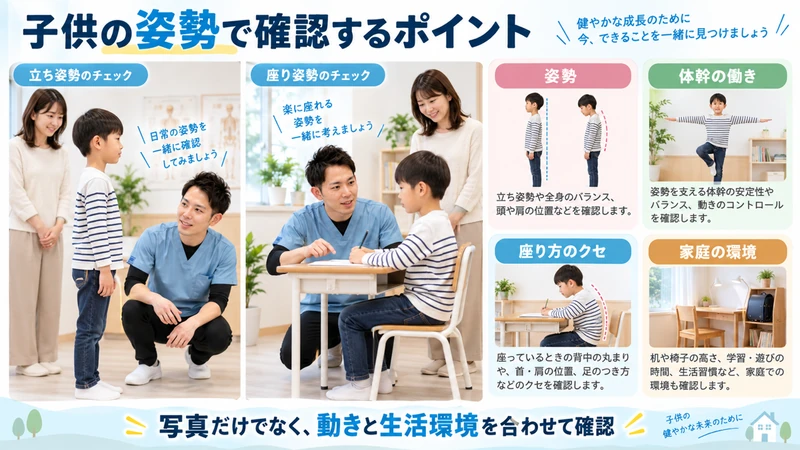 子供の姿勢体幹座り方の癖と家庭環境を理学療法士が確認する画像