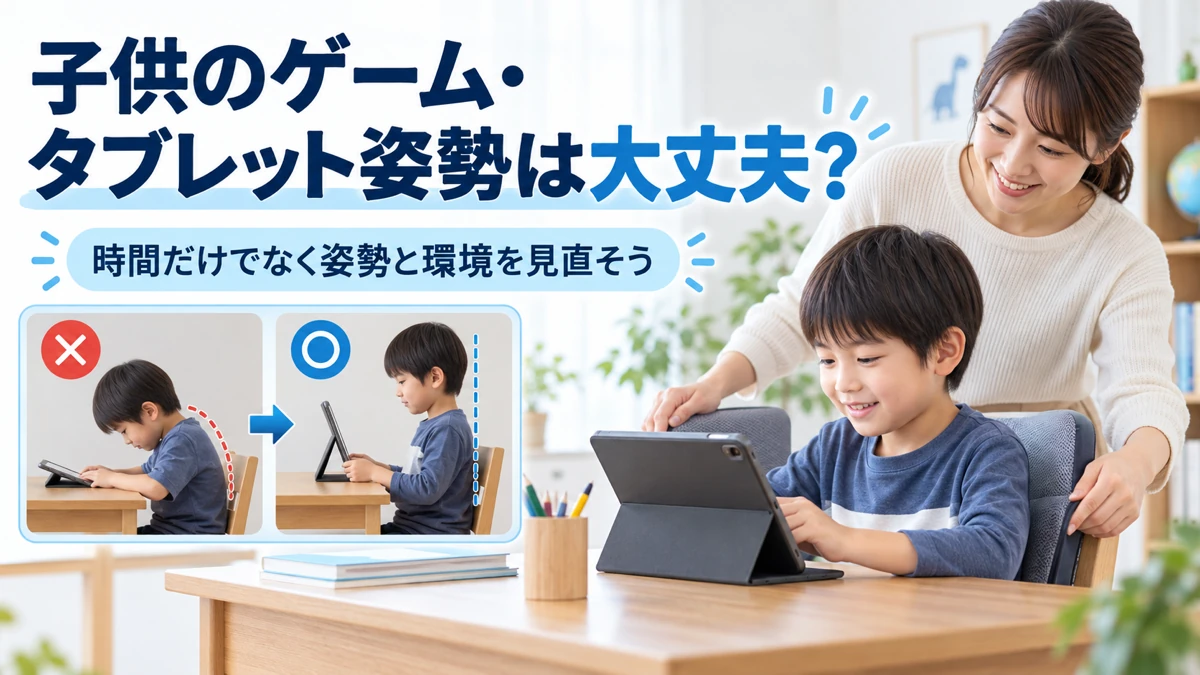 子供のゲームとタブレット姿勢を親子で見直す医療教育画像