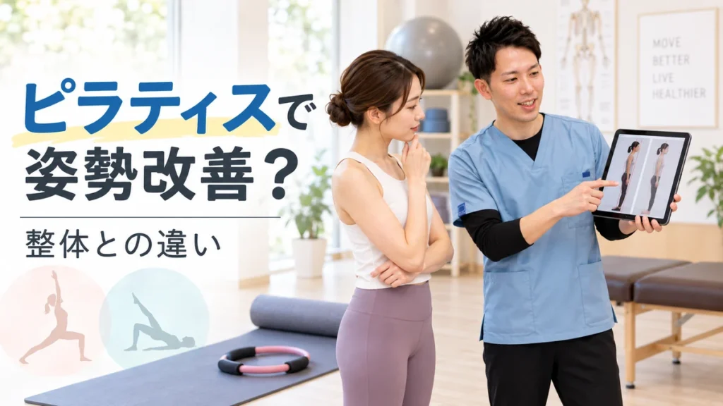 ピラティスによる姿勢改善と整体の役割の違いを理学療法士が説明する画像