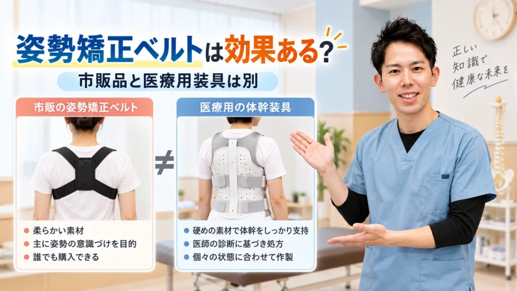 姿勢矯正ベルトと医療用装具の違いを理学療法士が解説する画像