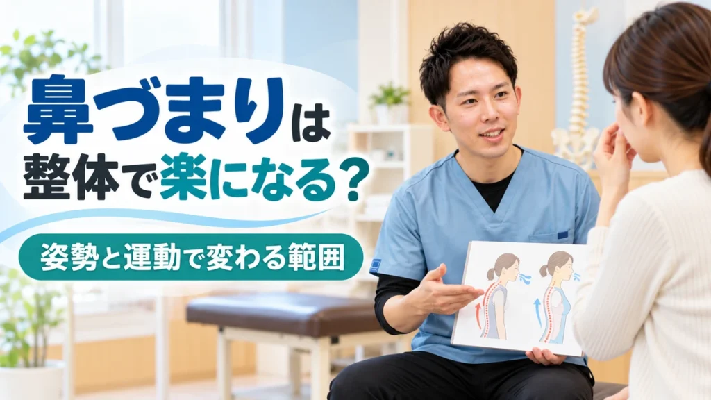 鼻づまりと姿勢や胸椎の動きの関係を理学療法士が説明する画像