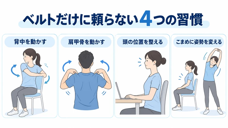 姿勢矯正ベルトだけに頼らず背中や肩甲骨を動かすセルフケア