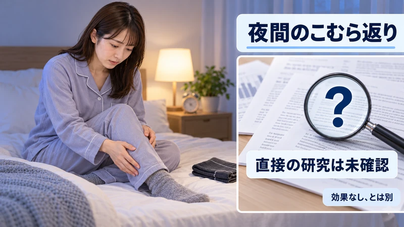 夜間のこむら返りと着圧ソックスの研究状況を示す図解