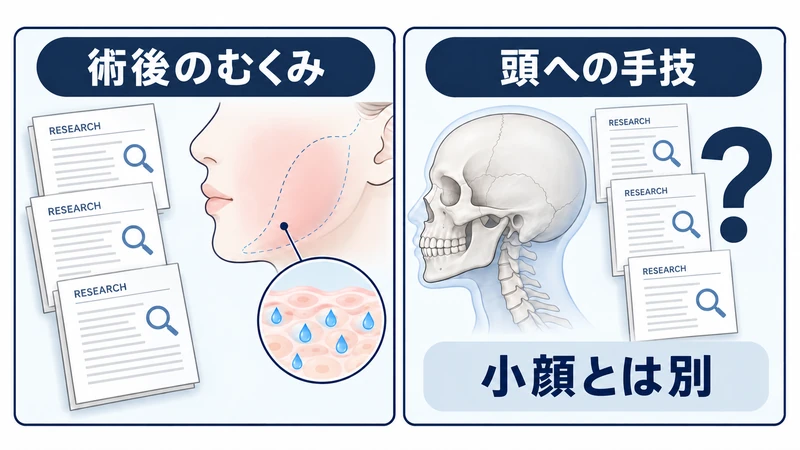リンパへの手技と頭の骨への施術に関する研究結果を整理した図解